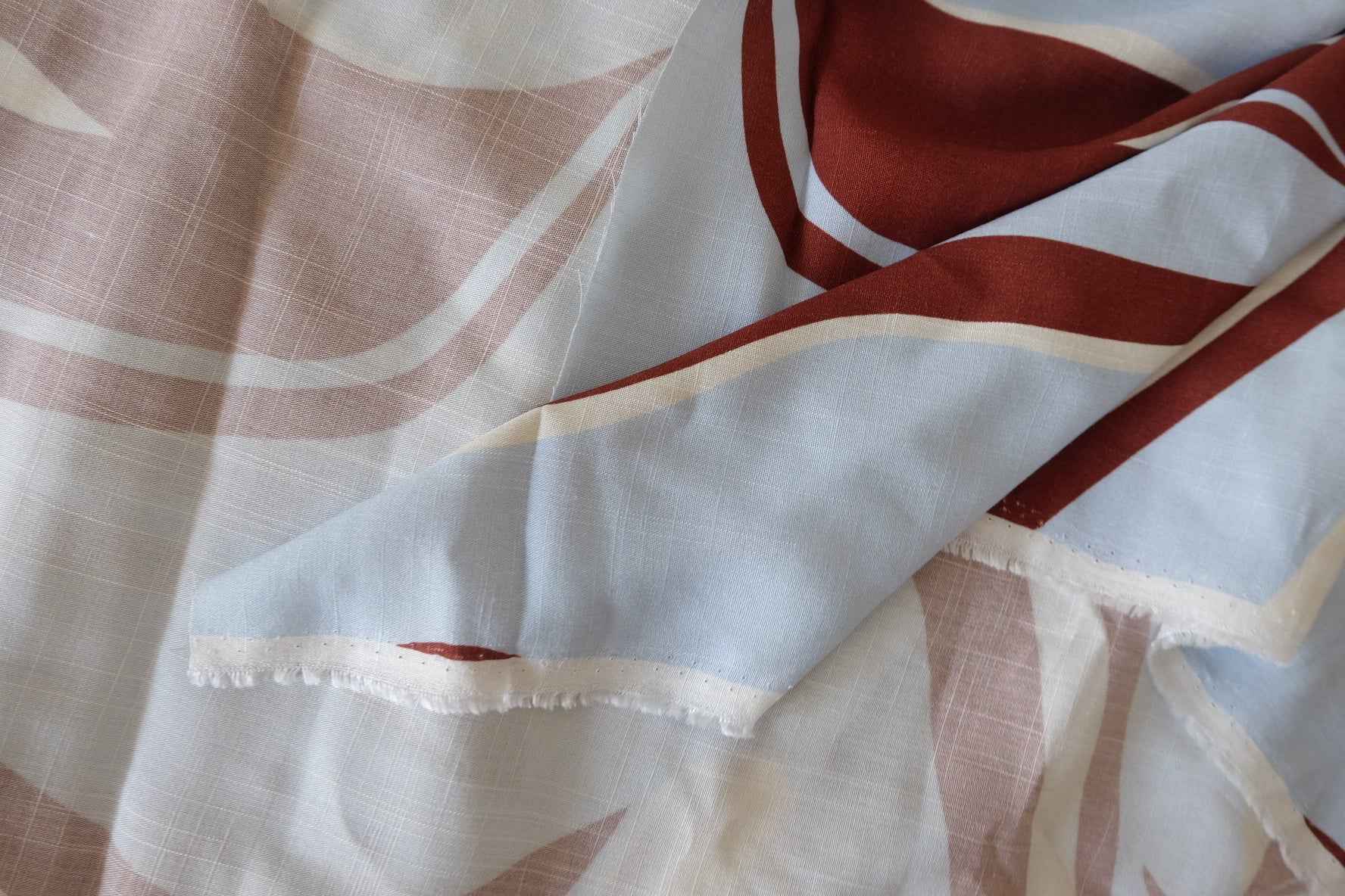 Abstract Leaf Slub Rayon Challis Fabric-1.64 yd