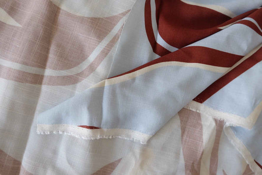 Abstract Leaf Slub Rayon Challis Fabric-1.64 yd