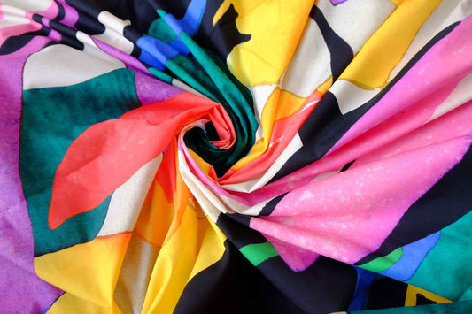 Bold Abstract High-Density Cotton Lawn Fabric - 2.19 yd