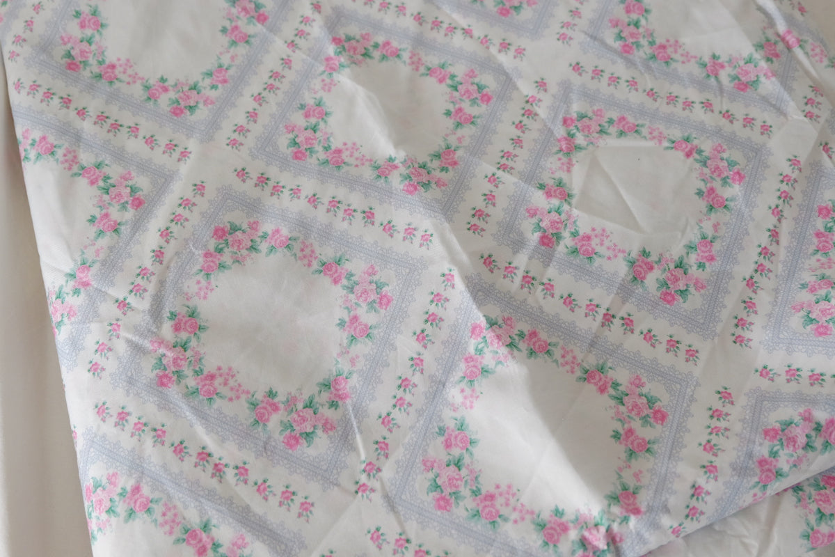 Pink Rose Frame Cotton Poplin – 1.6 yd