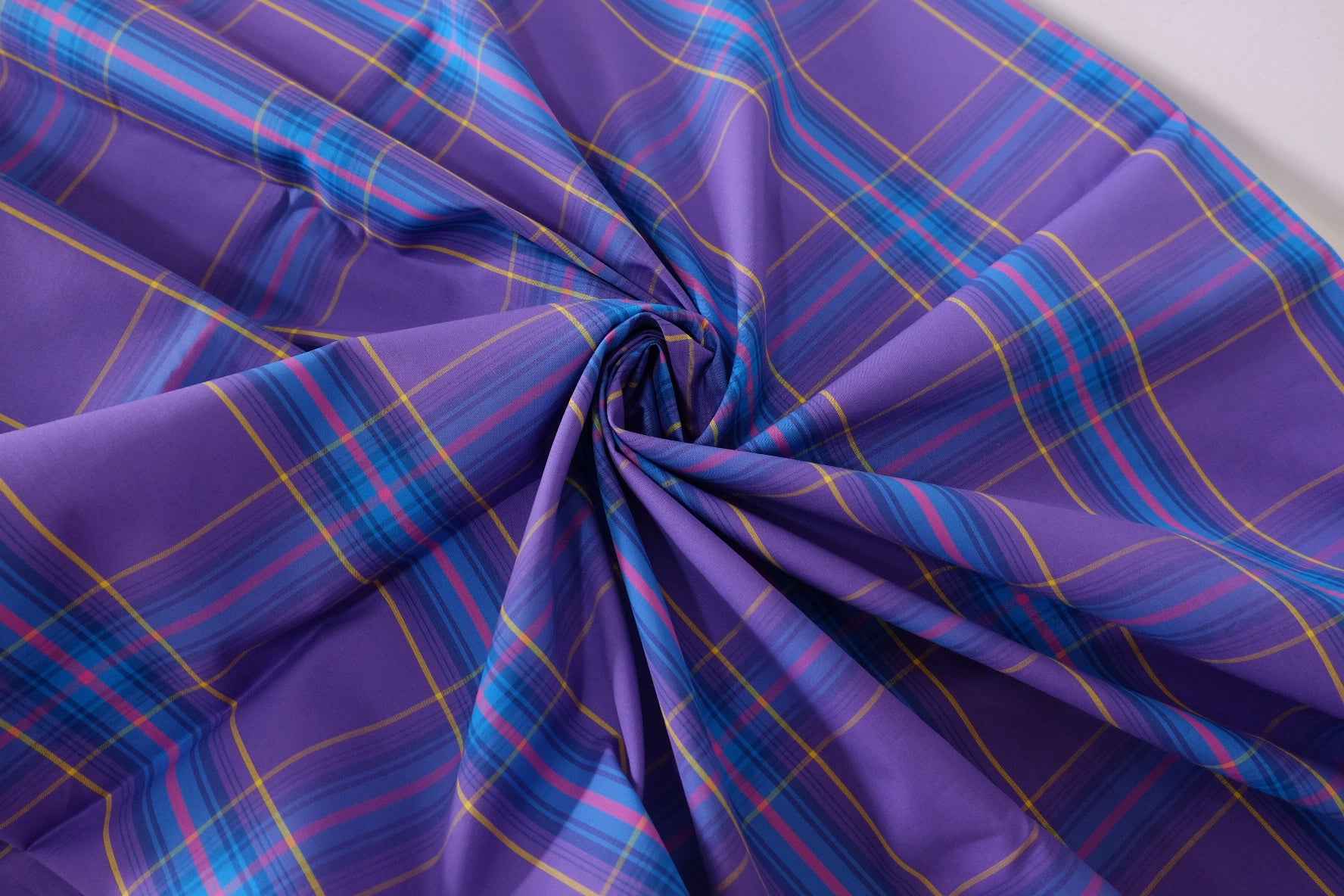 Vivid Purple Yarn-Dyed Plaid Cotton Poplin – 2.2 yd