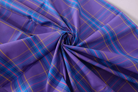 Vivid Purple Yarn-Dyed Plaid Cotton Poplin – 2.2 yd