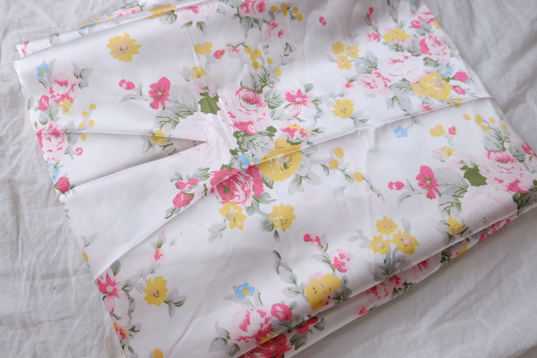 Japanese Rose Floral Silky Polyester Satin — 3.28 yd