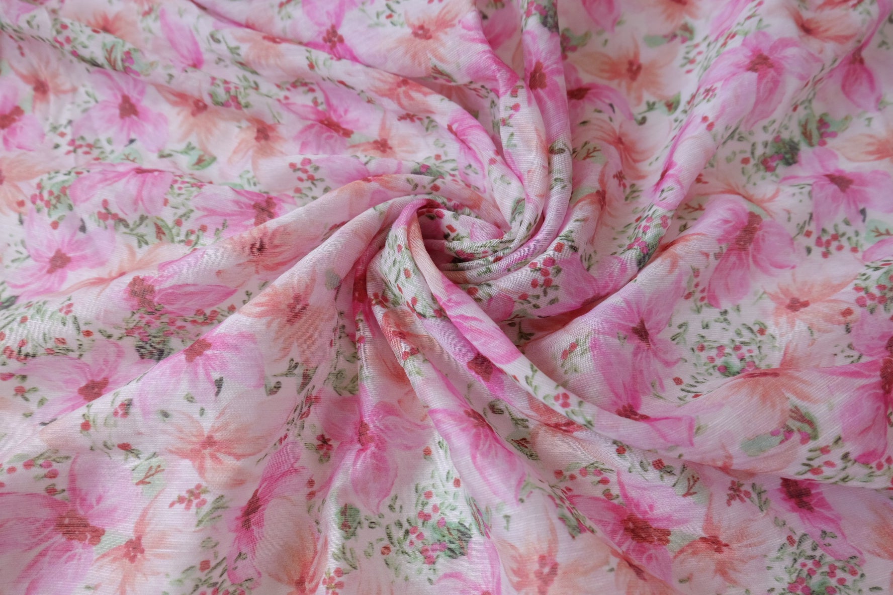 Watercolor Pink Floral Tencel-Linen Dress Fabric - 3.28 yd
