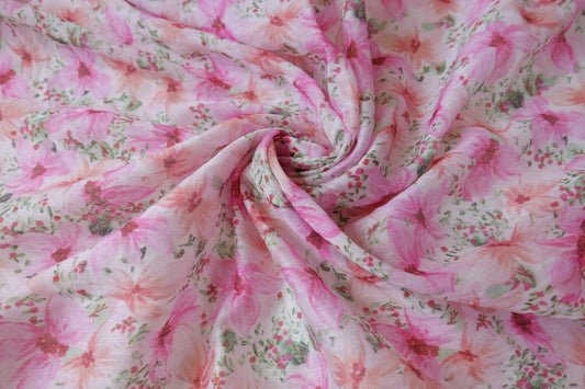 Watercolor Pink Floral Tencel-Linen Dress Fabric - 3.28 yd
