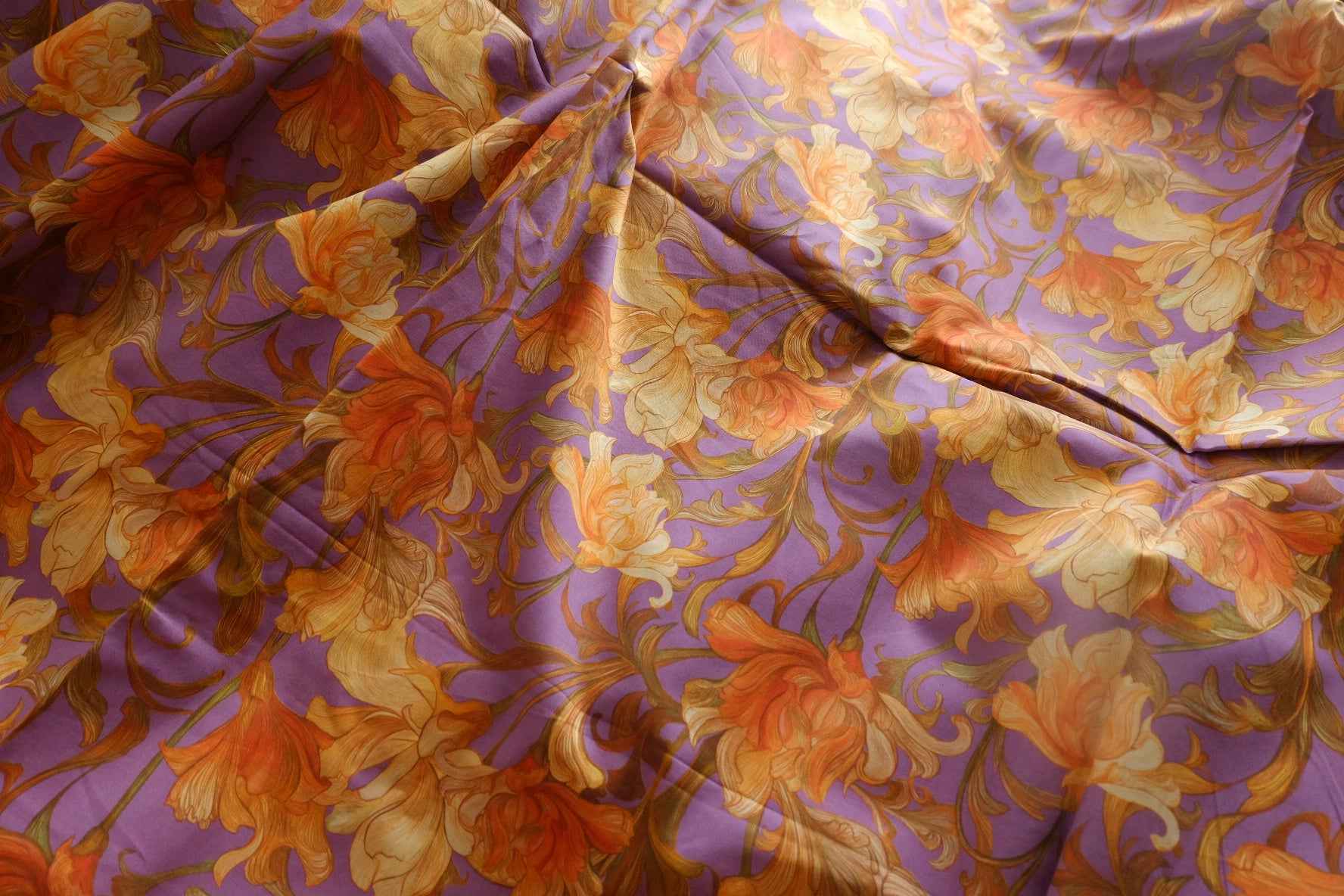 Art Nouveau Lily Cotton Fabric - 2.46 yd / 4.92 yd