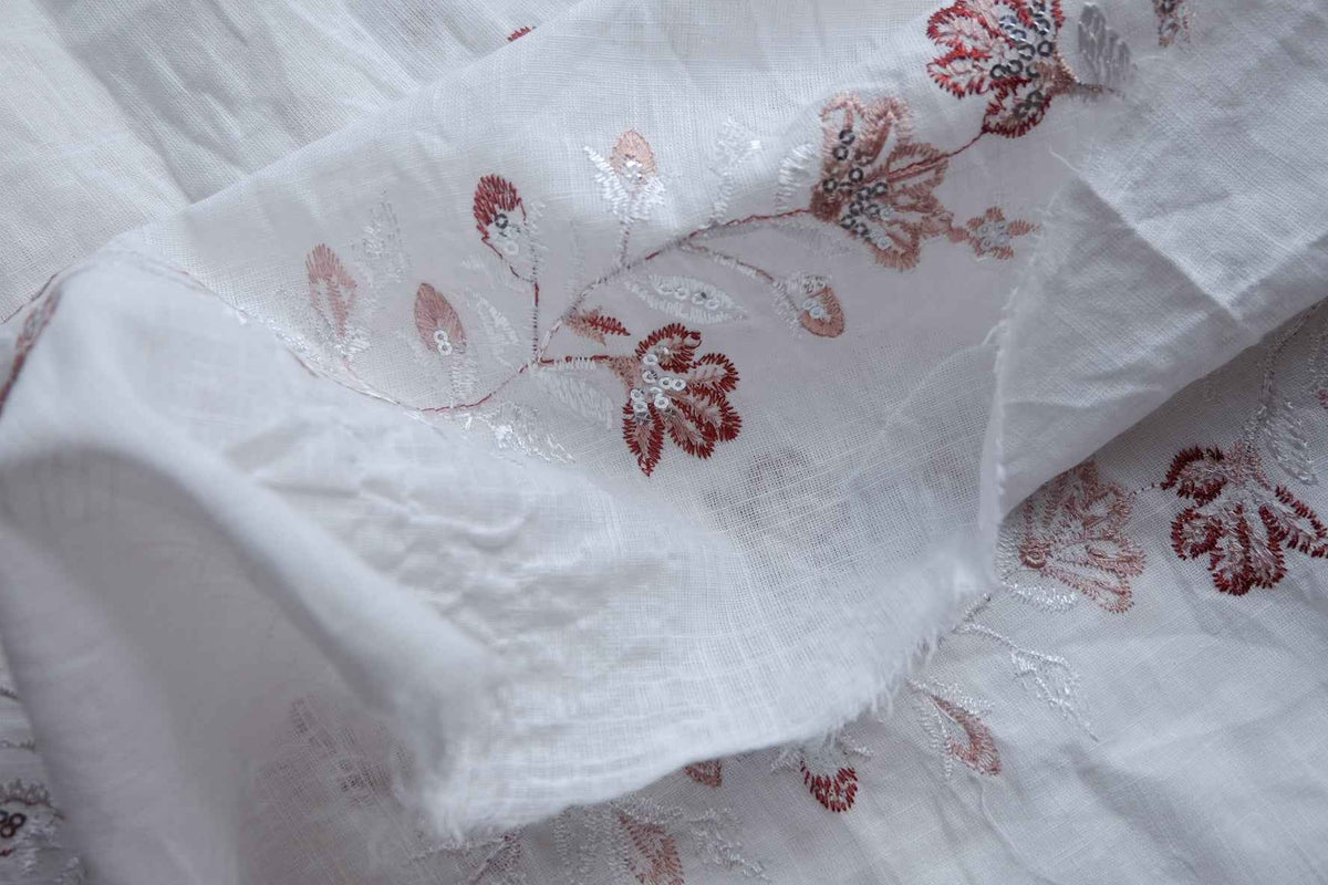 Sequin Floral Embroidered Tencel-Linen Blend — 1.7 yd
