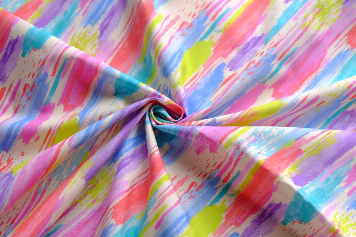 Neon Brushstroke High-Density Cotton Poplin — 2.6 yd