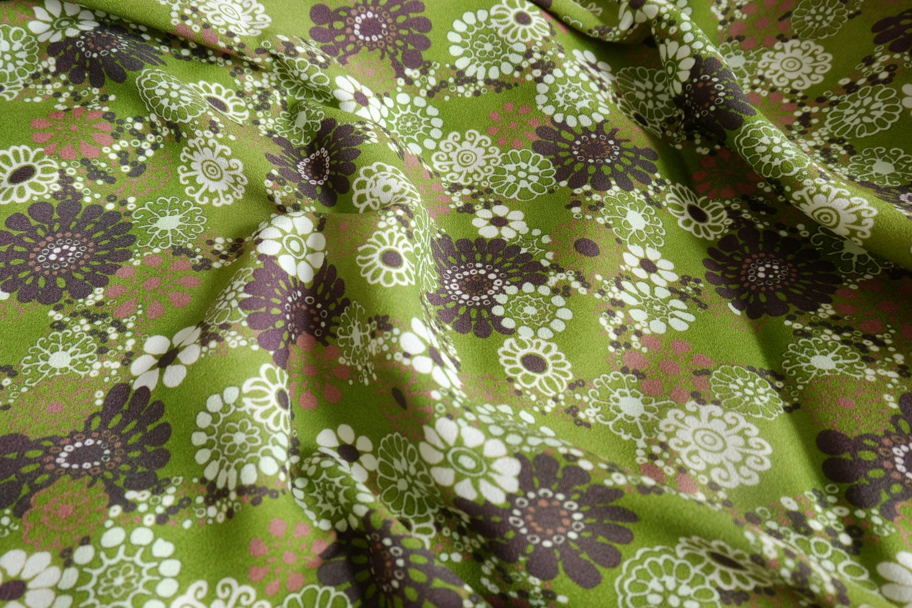 Green Botanical Sanded Rayon Fashion Fabric - 2.19 yd