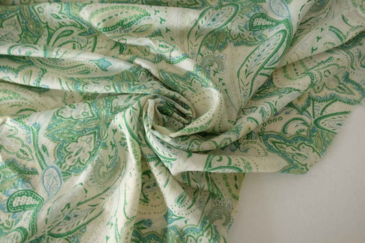 Green Paisley Tencel Cotton Fabric – 3.3 yd