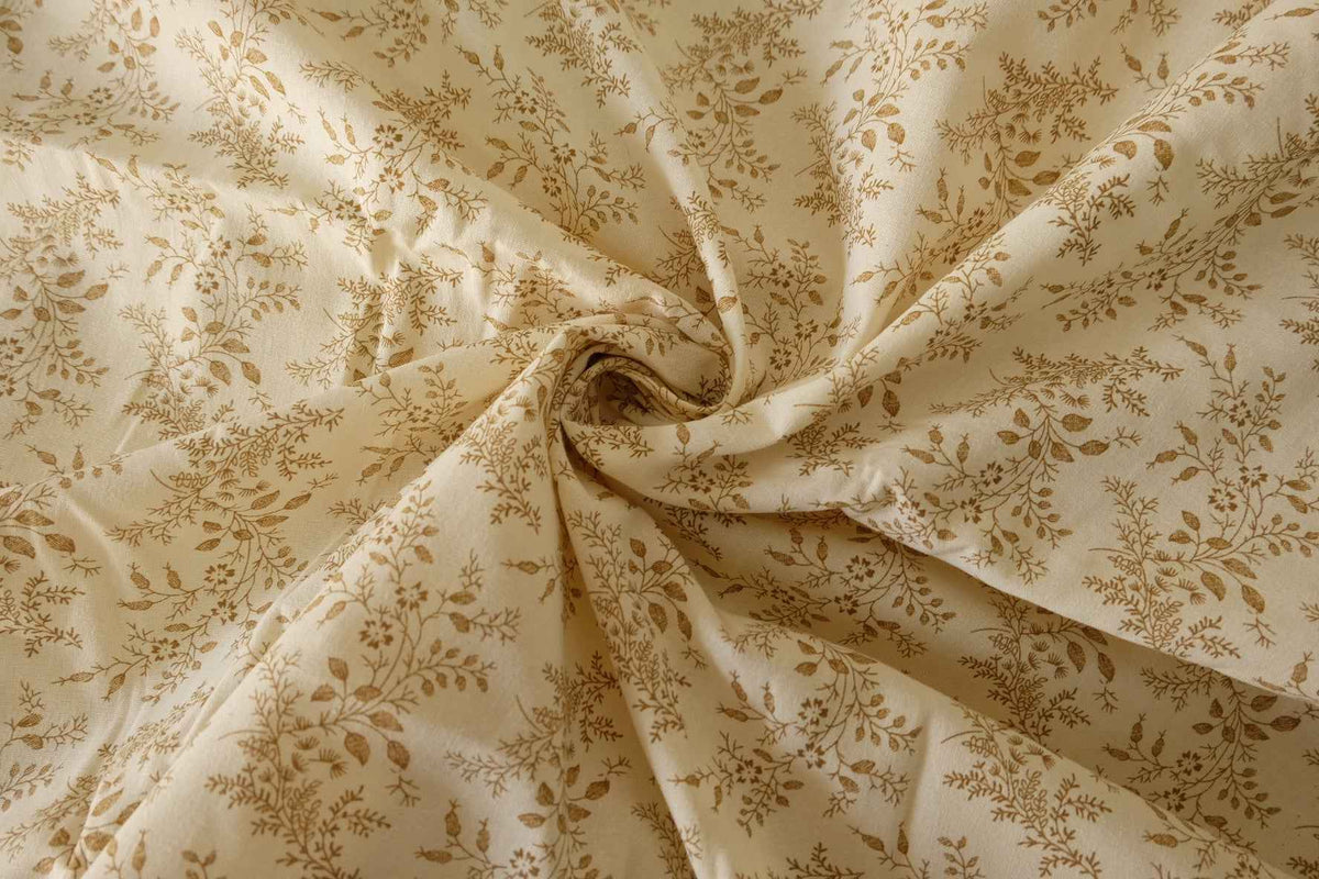 Brown Botanical Linen Cotton Fabric – 1.6 yd