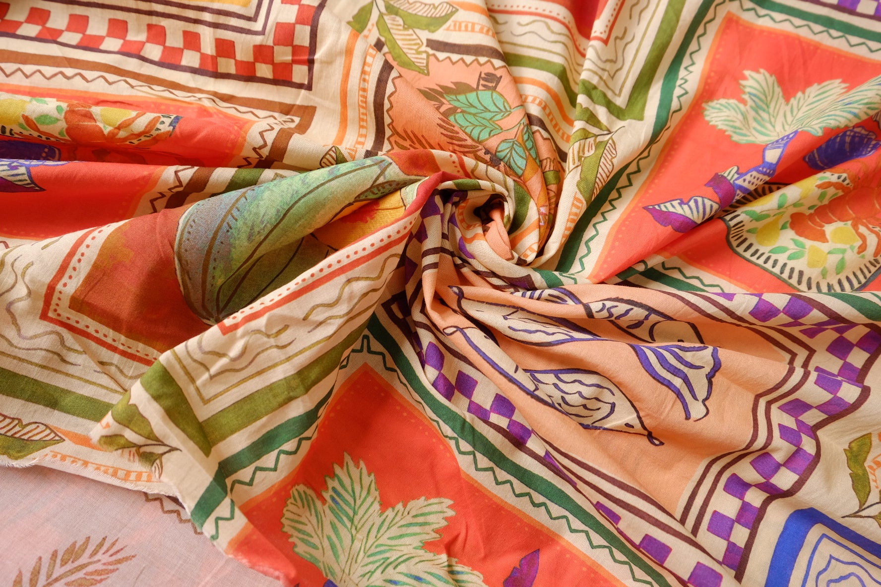 Vacation Tile Print Silky Cotton Lawn — 2.19 yd