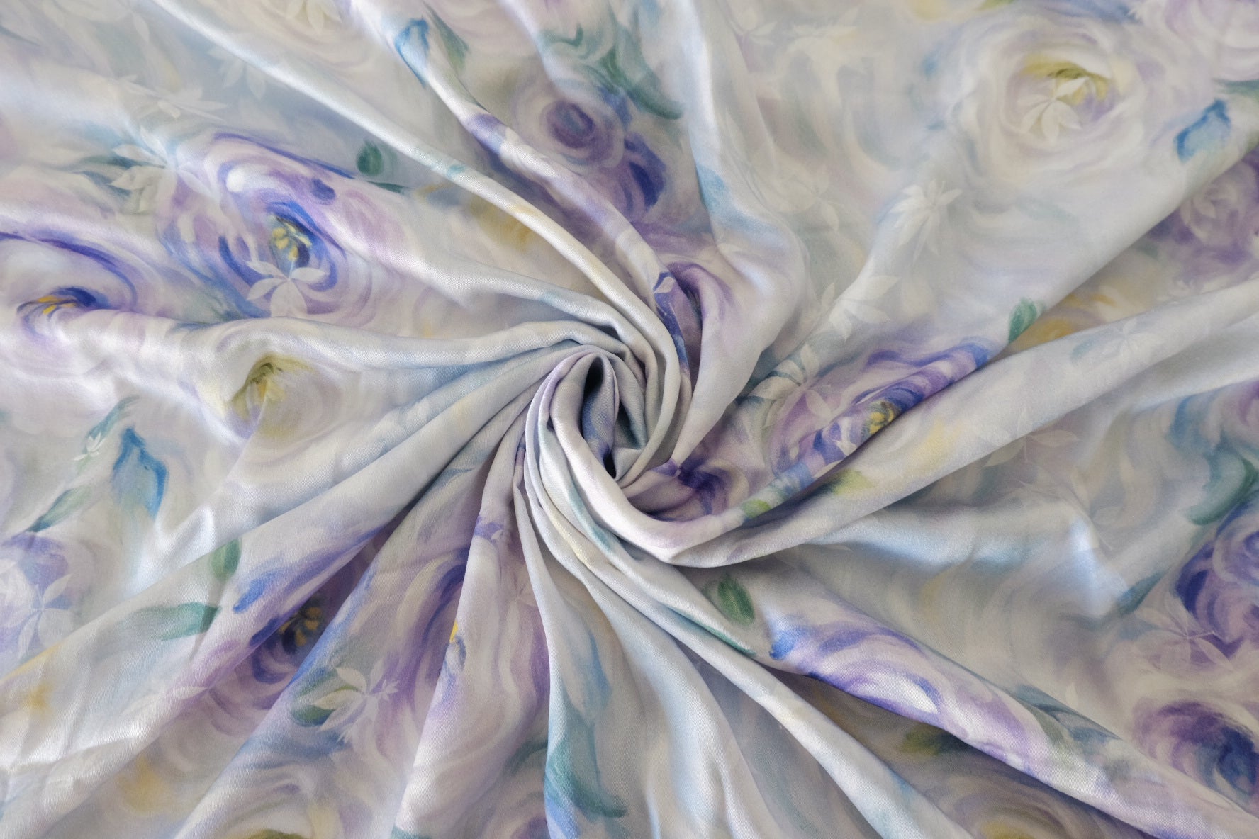 Soft Purple Watercolor Floral Rayon Challis Fabric – 3.3 yd
