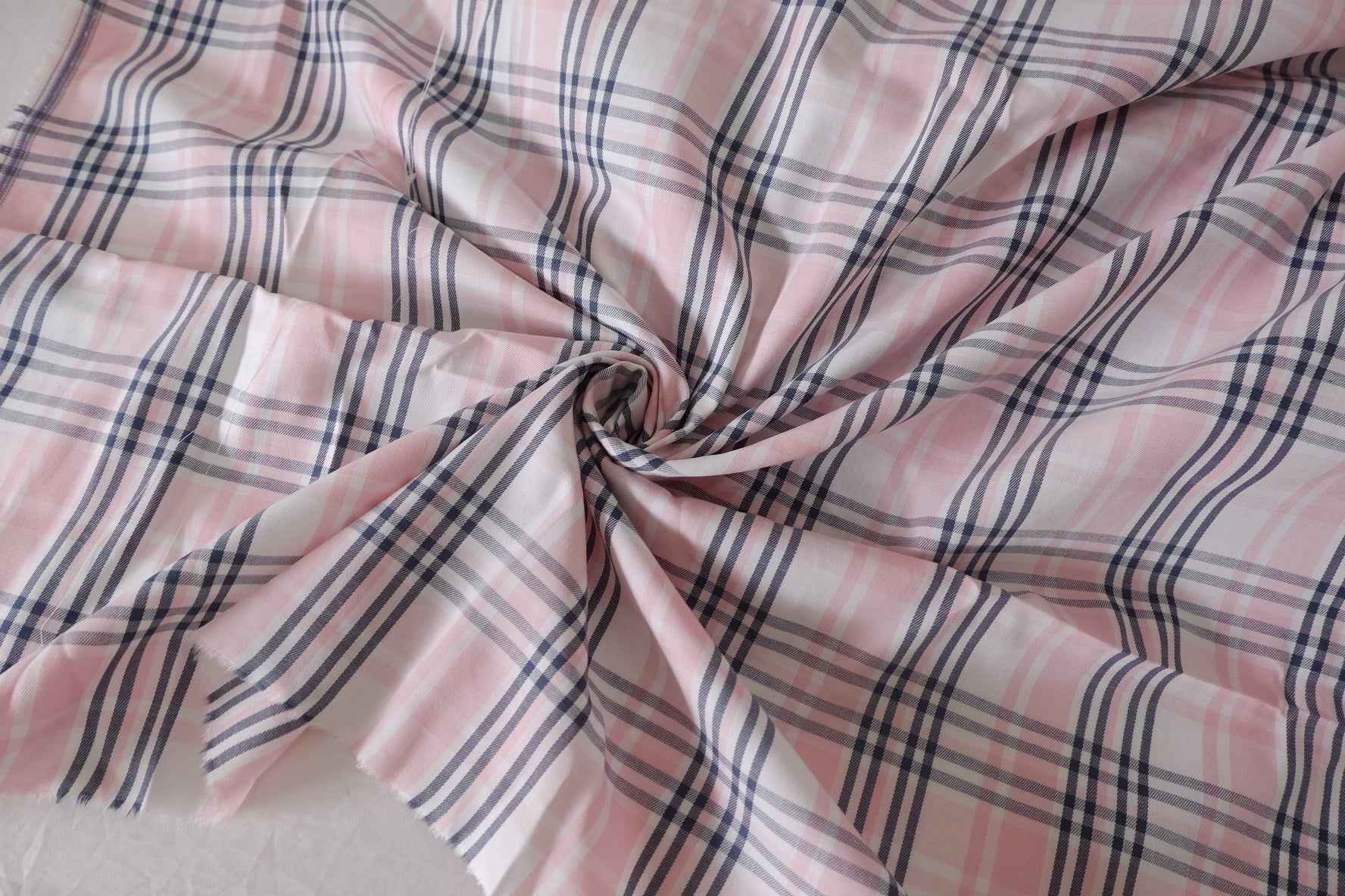 Vintage Pink Plaid Yarn Dyed Cotton Fabric – 2.2 yd