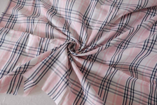 Vintage Pink Plaid Yarn Dyed Cotton Fabric – 2.2 yd