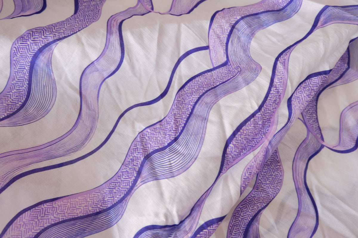 Lavender Waves – Abstract Print Cotton Voile Fabric | 2.2 Yards