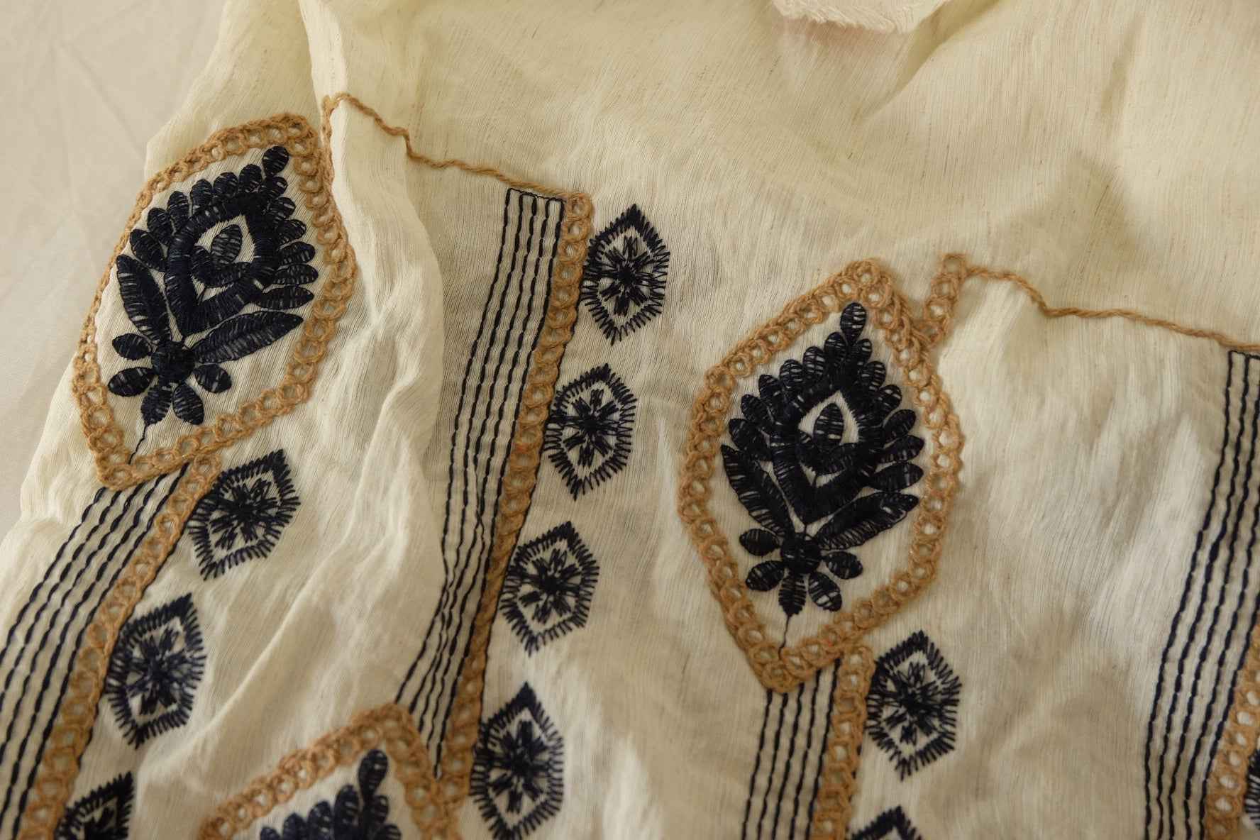 Tencel Linen Embroidered Fabric -2.7 yds