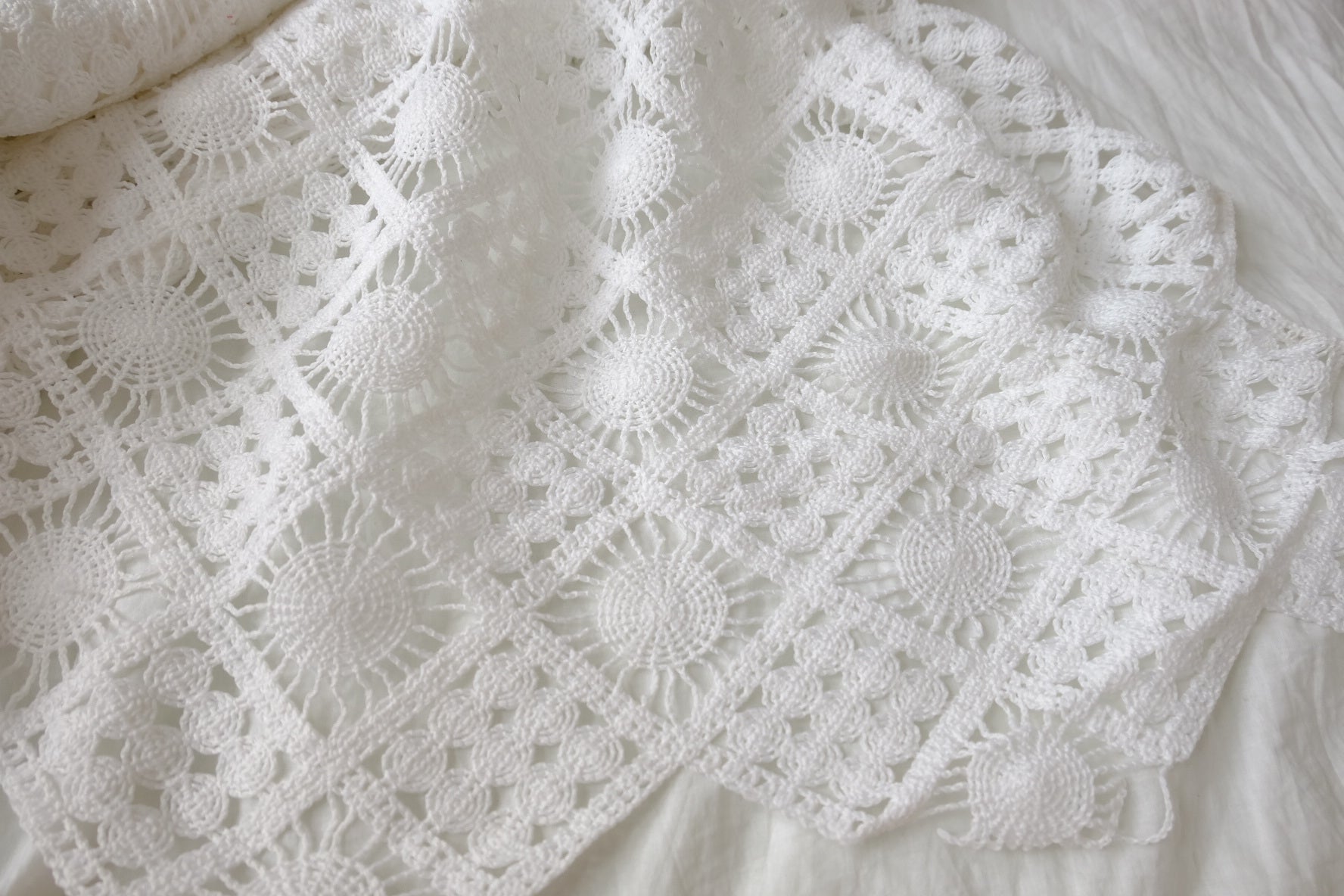 Heavyweight White Crochet Lace, 2.19 Yards