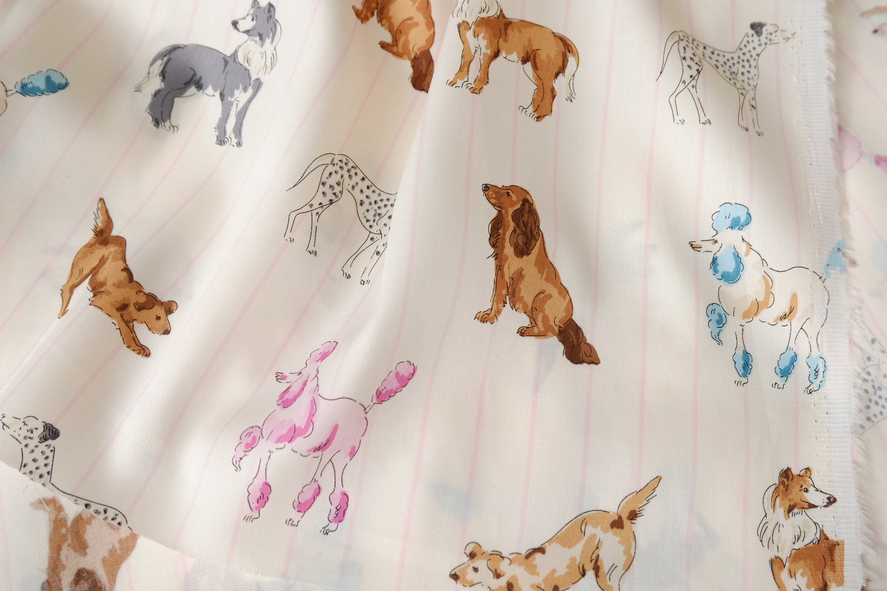 Playful Dog Cotton Sateen Fabric, Silky Lightweight 80s Cotton, 3.28 Yards
