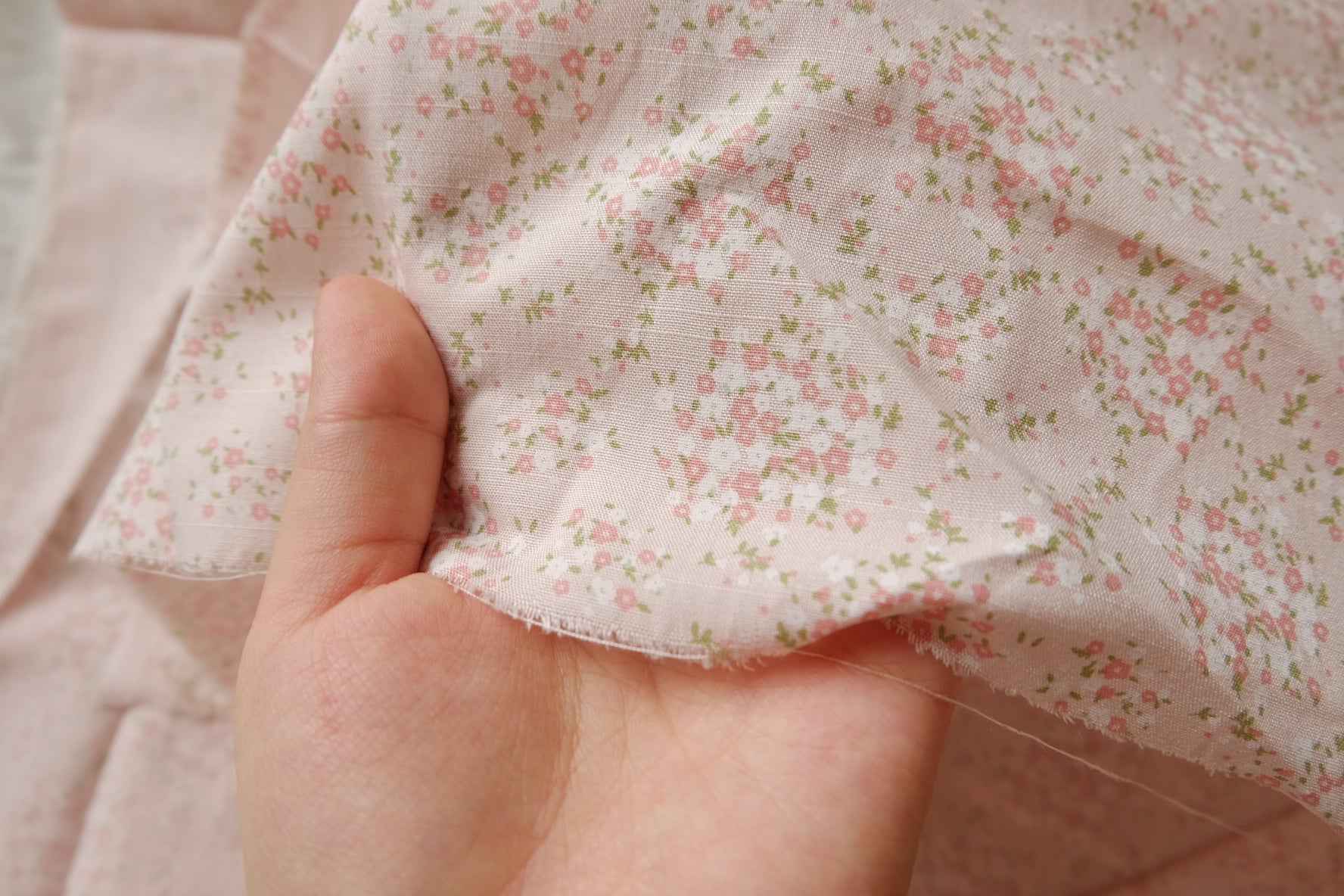 Pink Tiny Floral Cotton Fabric - 2.19 yd