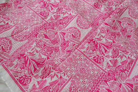 Pink Scarf-Print Tencel Fabric - 3.28 yd