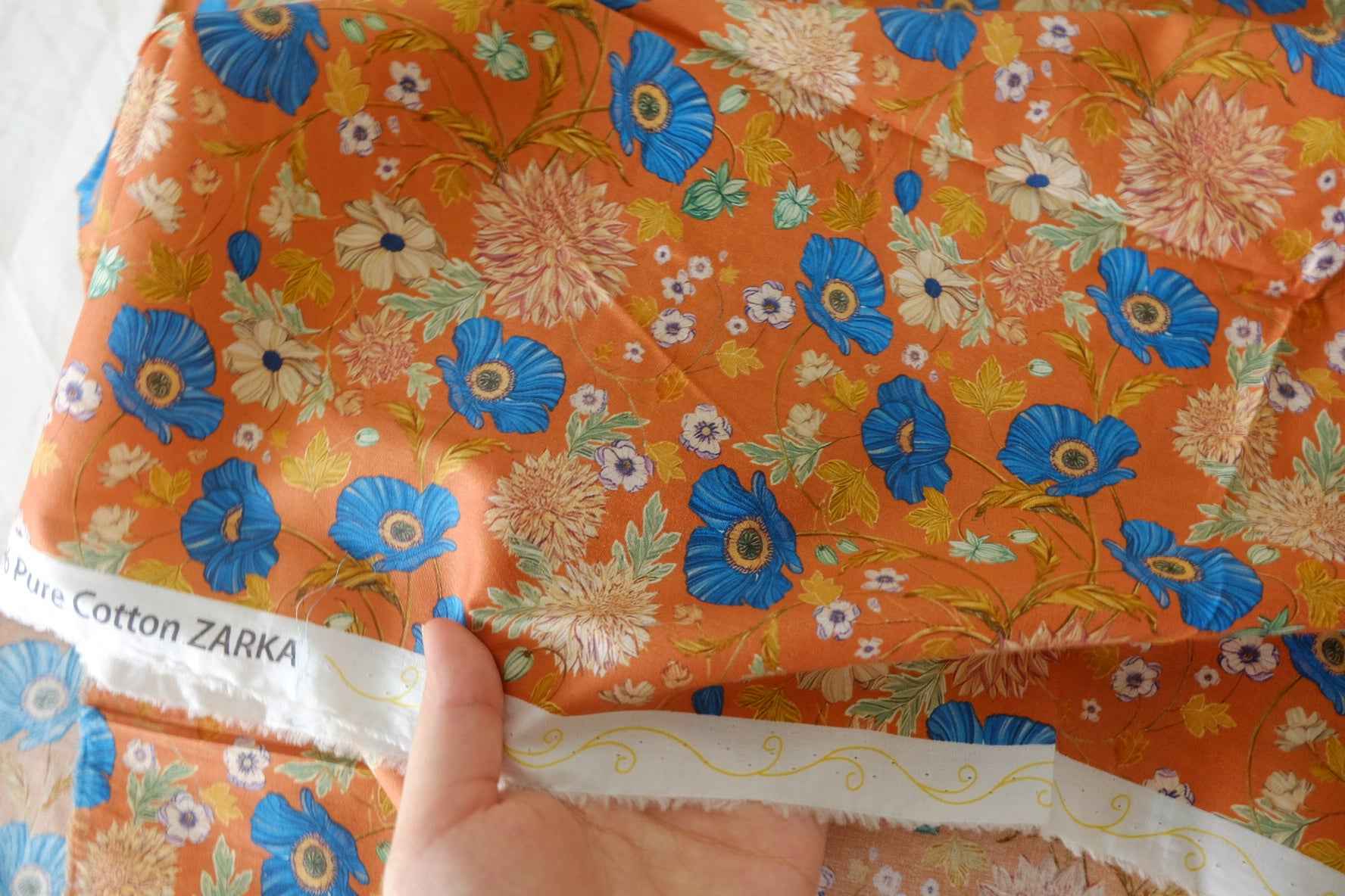 Vintage Blue Floral Cotton Lawn Fabric – 2.8 yd