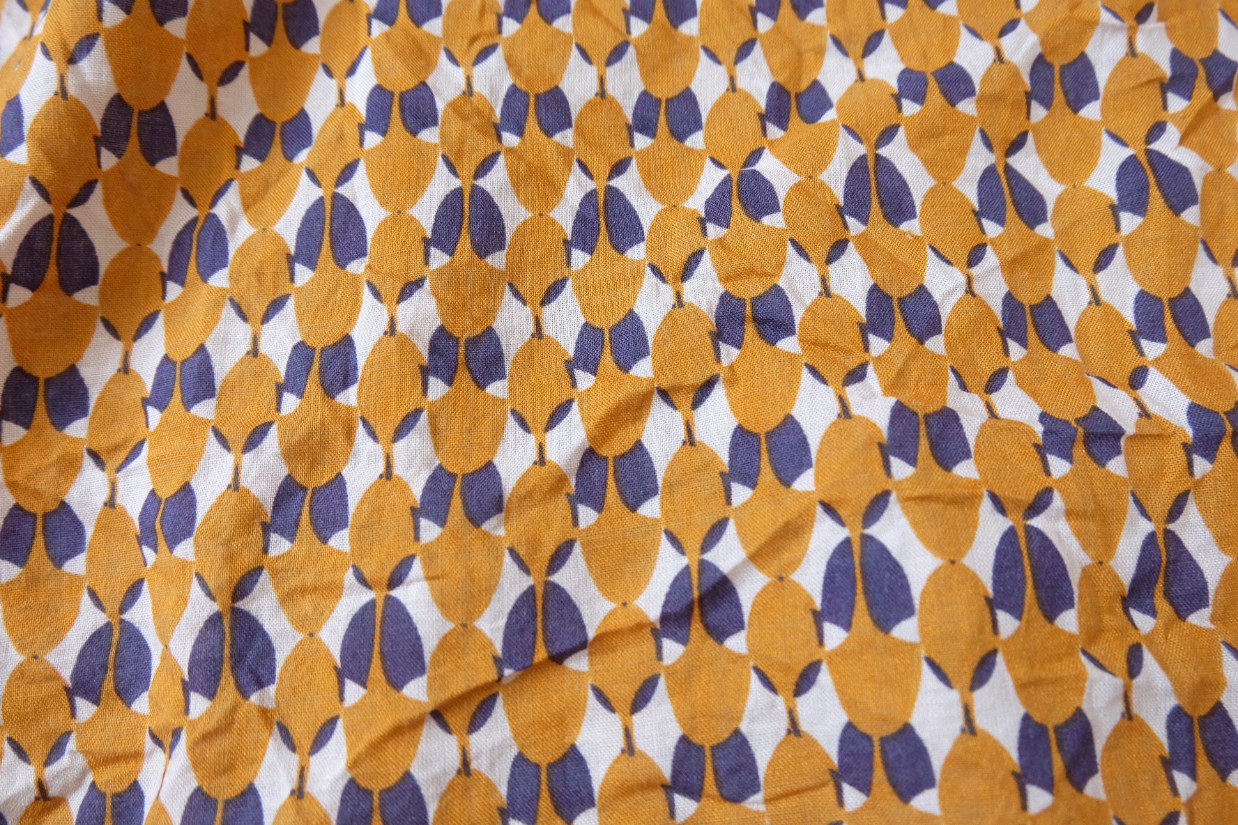 Mustard Geo Floral Linen-Cotton Fabric - 2.41 yd