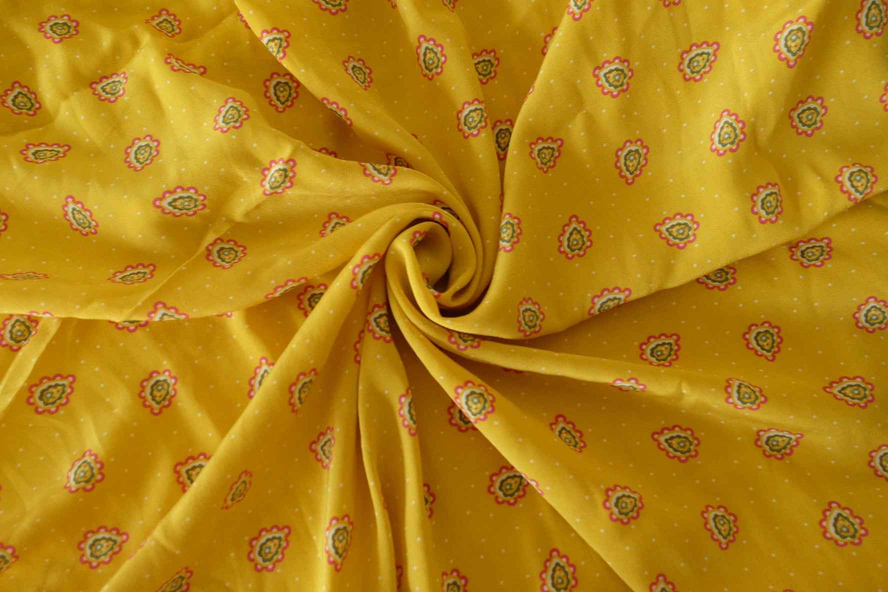 Mustard Paisley Plant-Based Rayon Fabric – 2.7 yd Piece