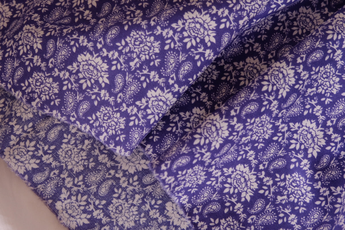 Indigo Paisley Garden – Floral Cotton Fabric | 2.2 Yards