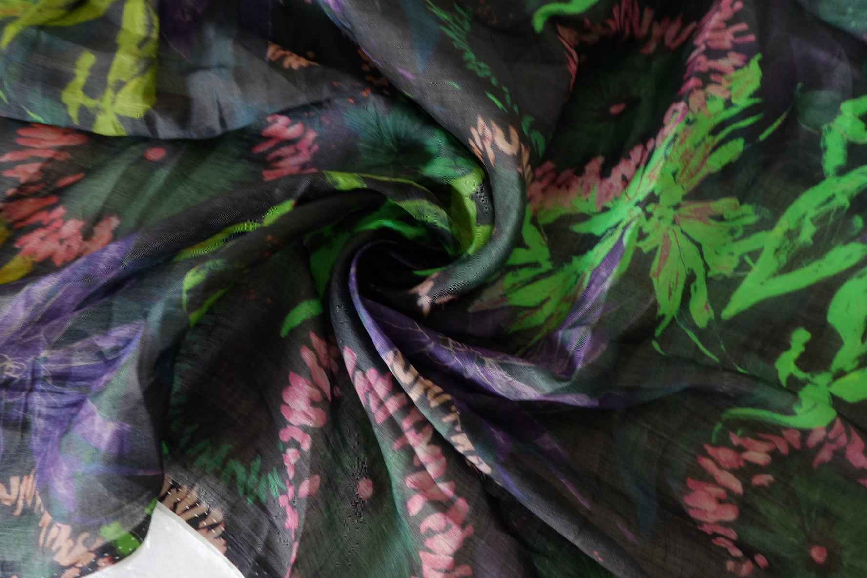 Dark Botanical Ramie Fabric – 1.7 yd