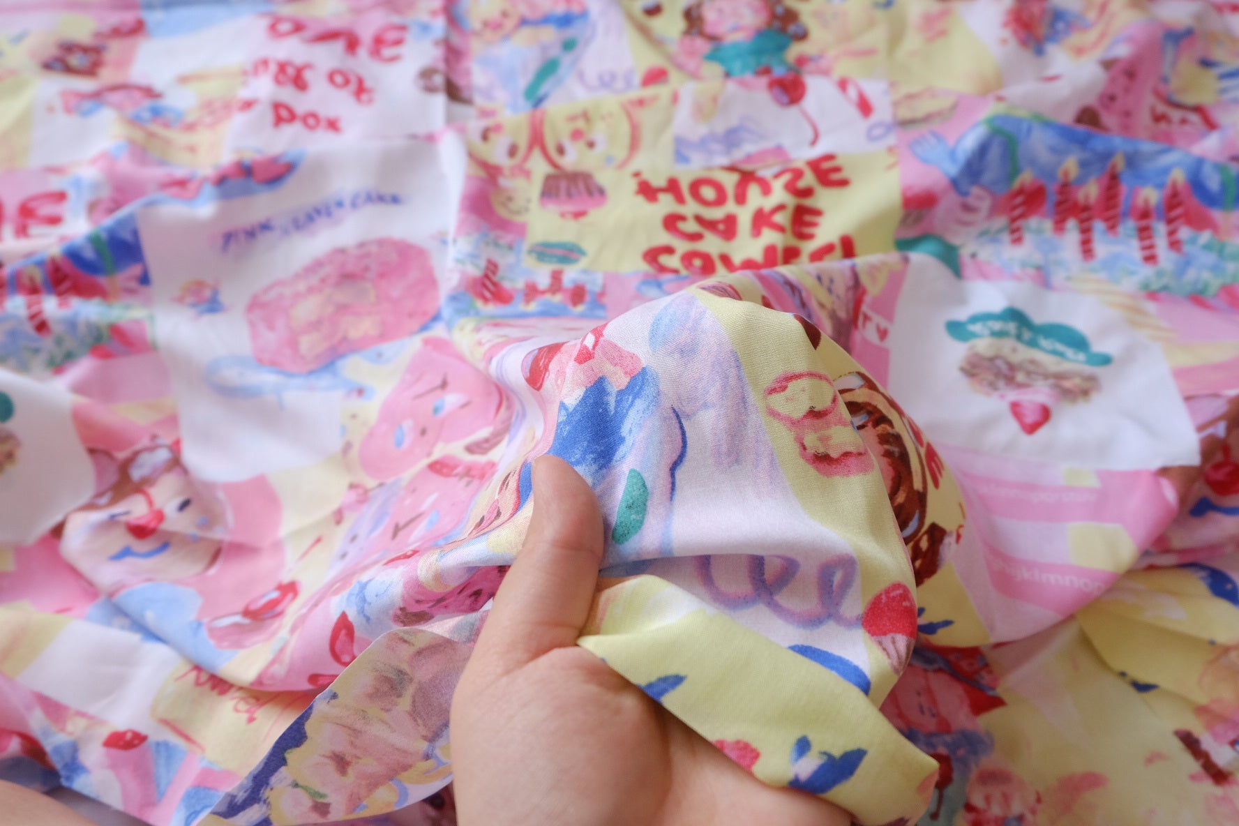 Hand-Painted Cake Collage Cotton Blend — 2.19 yd