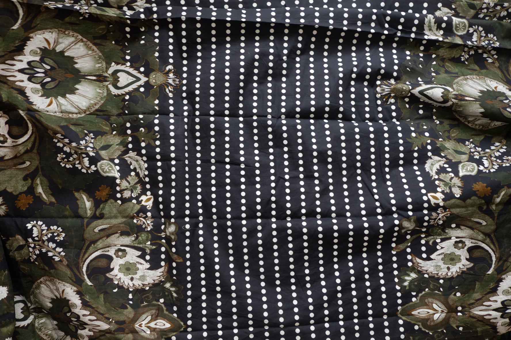 Black Border Print Cotton Poplin Fabric - 2.19 yd