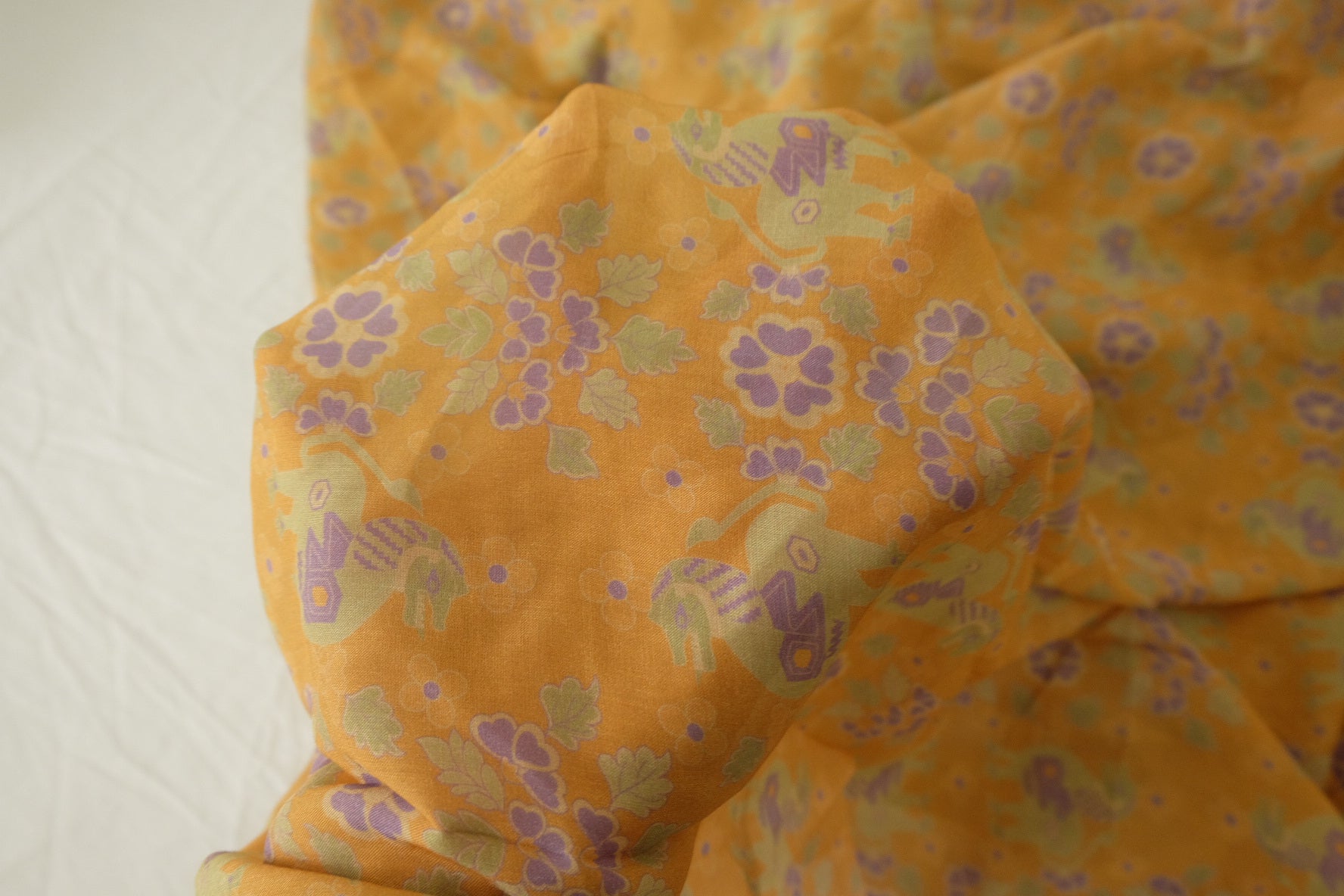 Orange Pony Floral Sheer Tencel Cotton Fabric - 1.9 yd