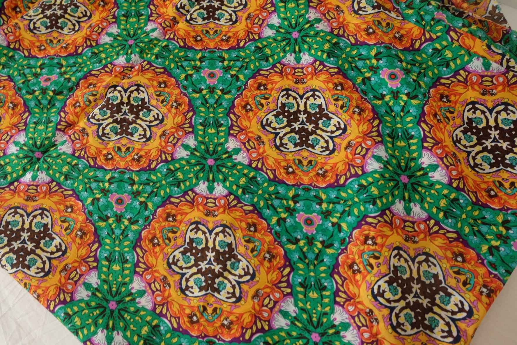 Bohemian Tile Print Rayon Challis Fabric – Per Yard