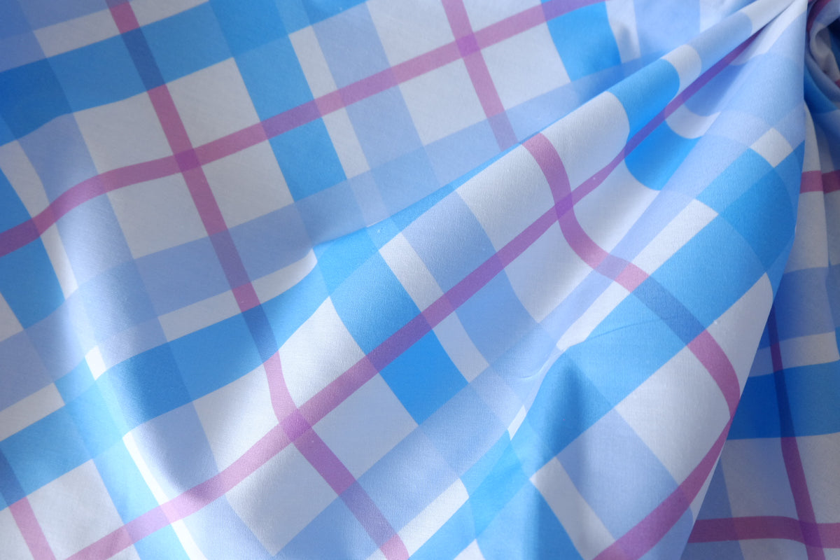 Blueberry Picnic Plaid – Cotton Poplin Fabric – 3.28 yd