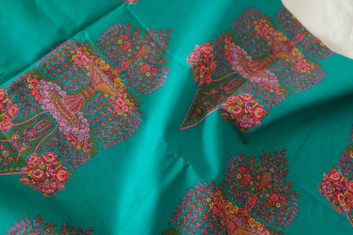 Emerald Ornamental Floral Cotton Lawn – 1.5 yd