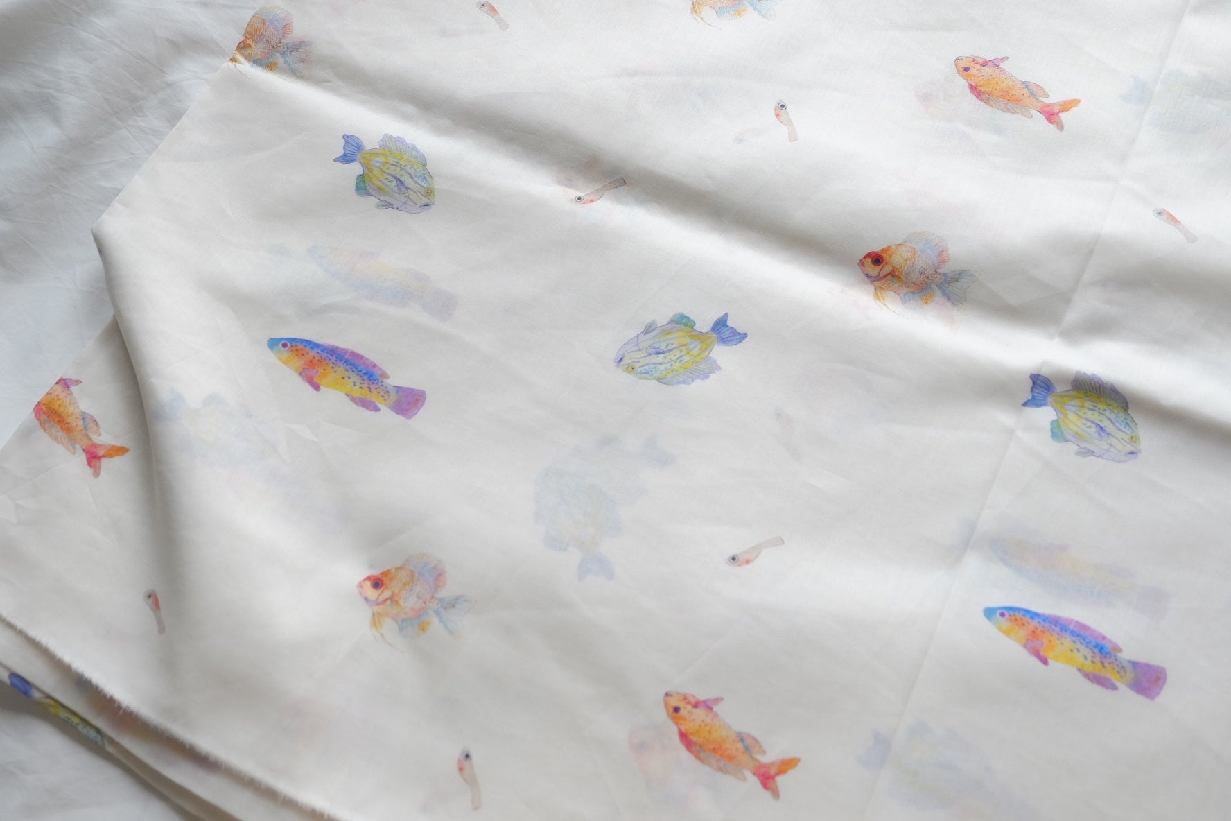 Watercolor Fish 100s Cotton Lawn – 2.7 yd