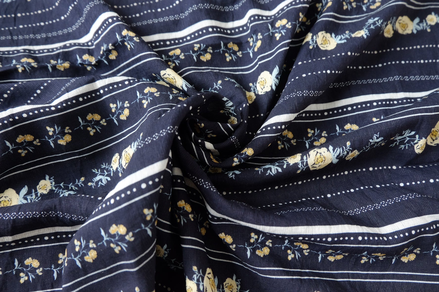 Floral Stripe Tencel Linen Blend Fabric – Soft Drapey Dress Fabric (1.97 yards)