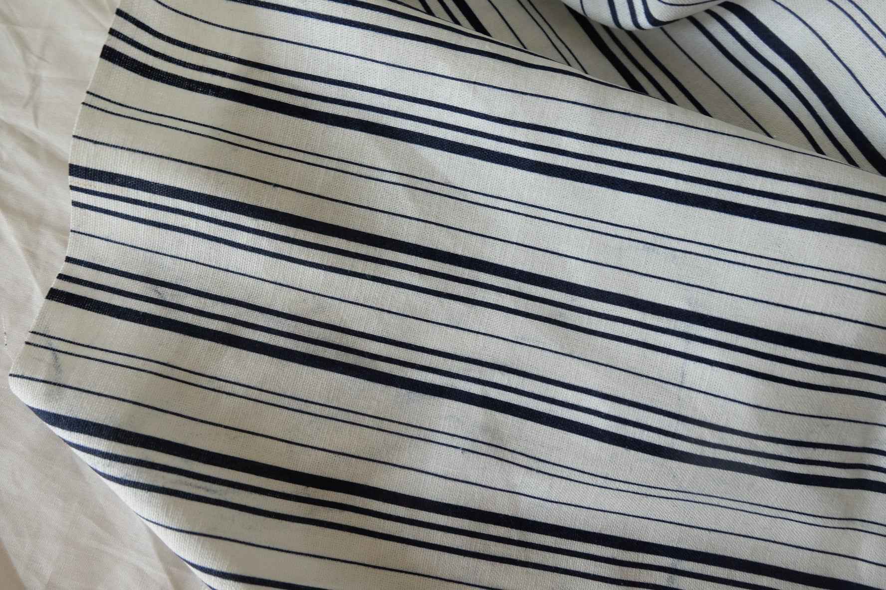 Navy Stripe Linen Cotton Blend — 2.19 yd