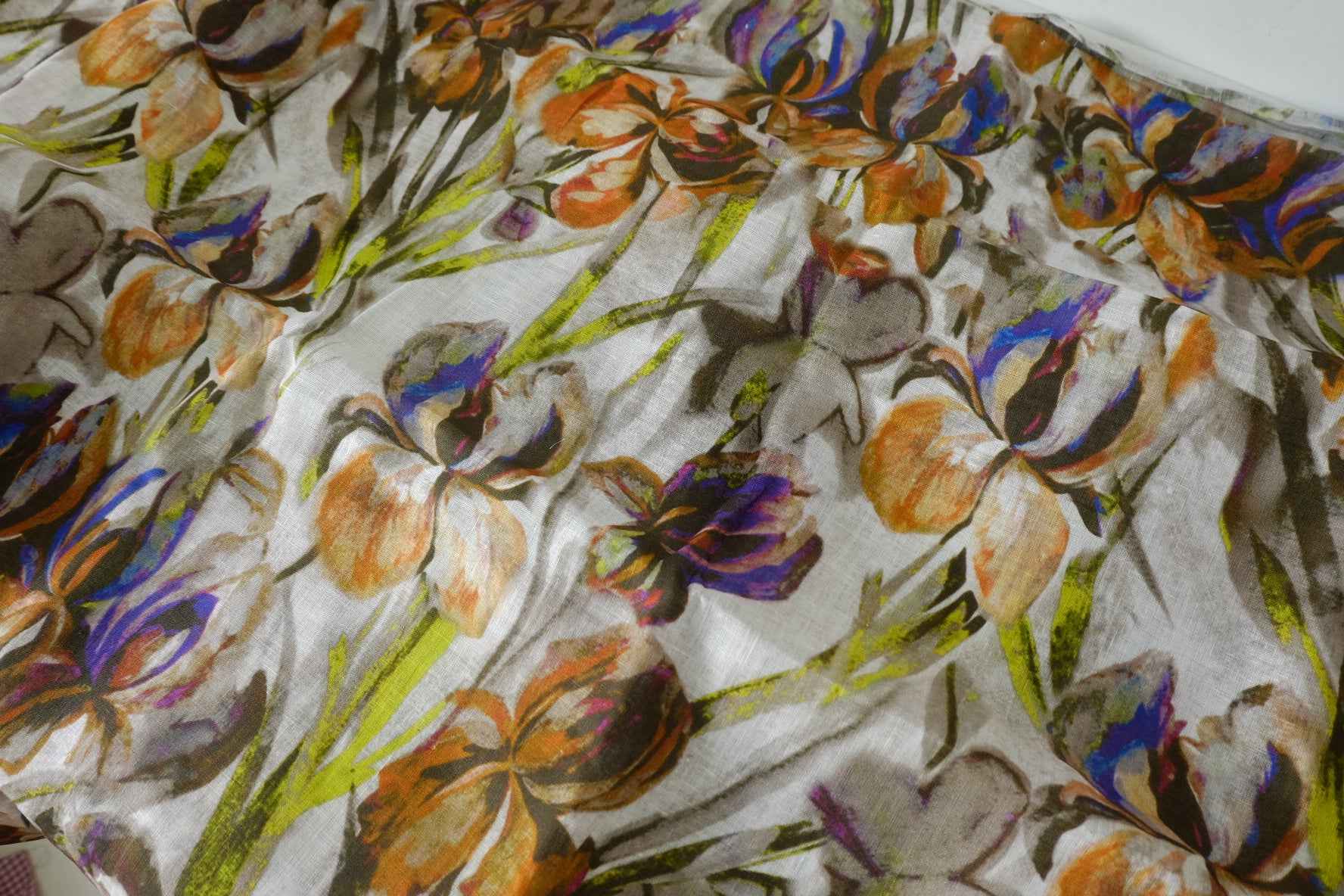 Painterly Floral Pure Linen Fabric – 2.2 yd