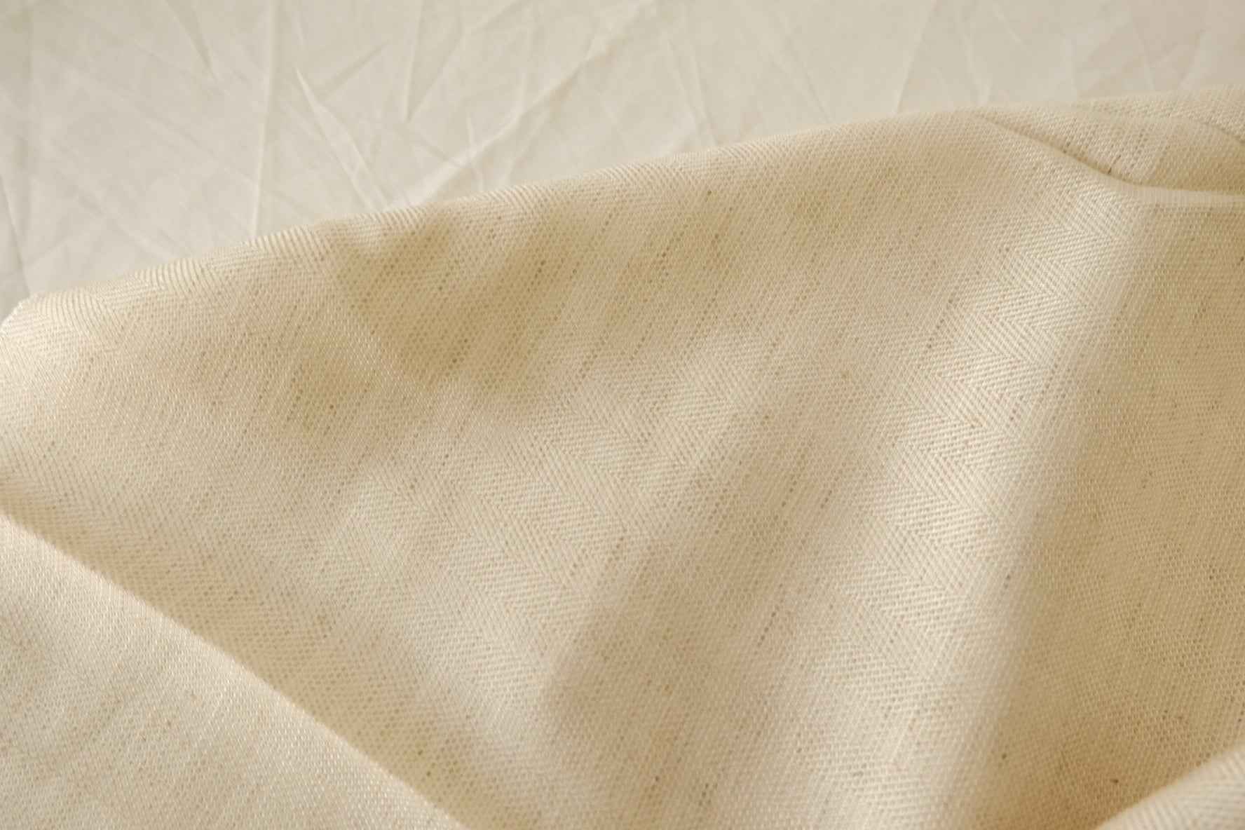 Natural Herringbone Textured Tencel Linen Blend Fabric – 2.19 yd Piece