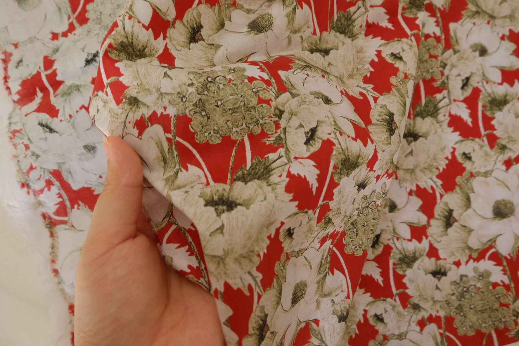 Red Vintage Floral Cotton Lawn Fabric – 2.2 yd