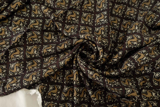 Black Gold Ornamental Twill Cupro Fabric – 1.6 yd