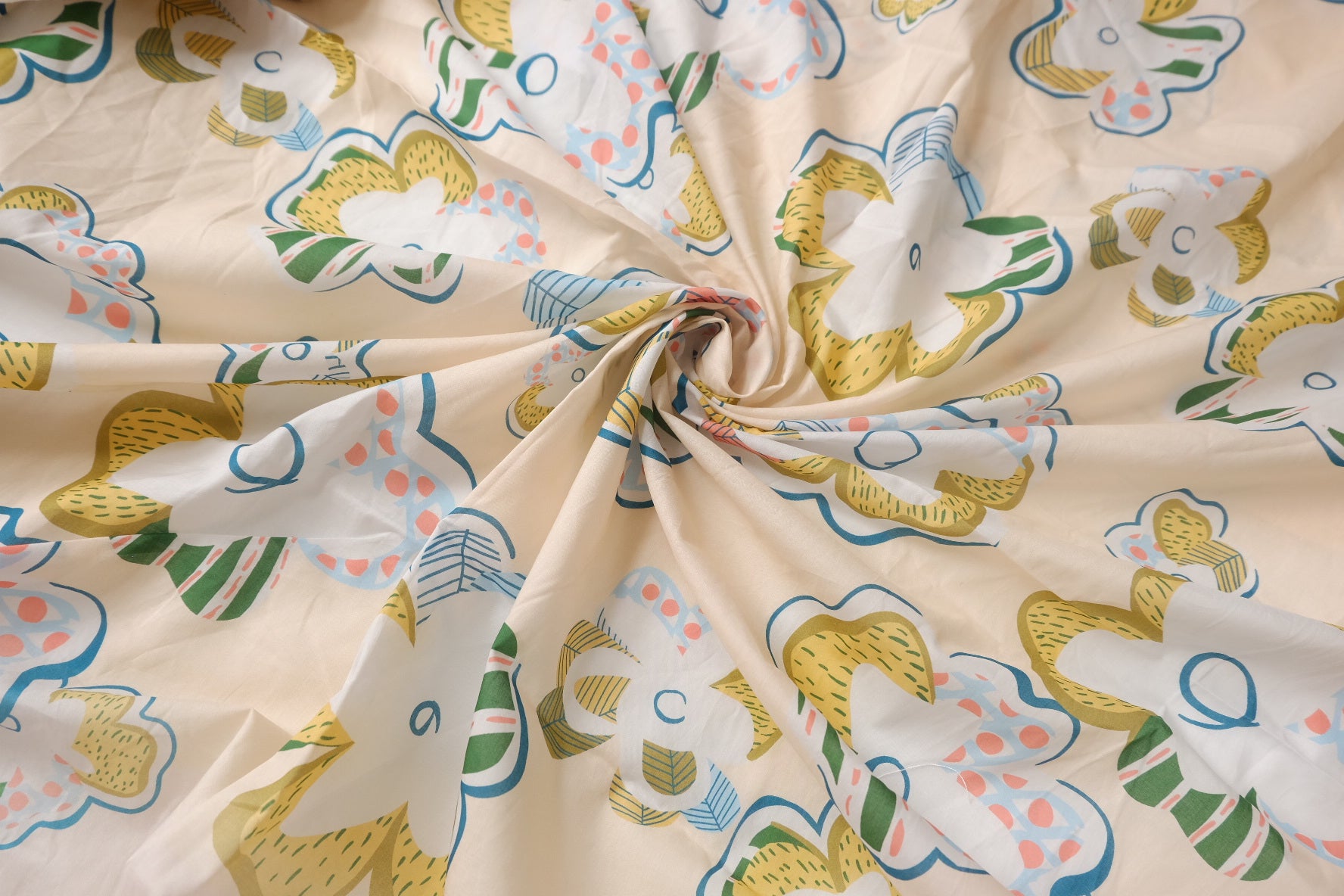 Abstract Floral Cotton Lawn Fabric - 2 yd