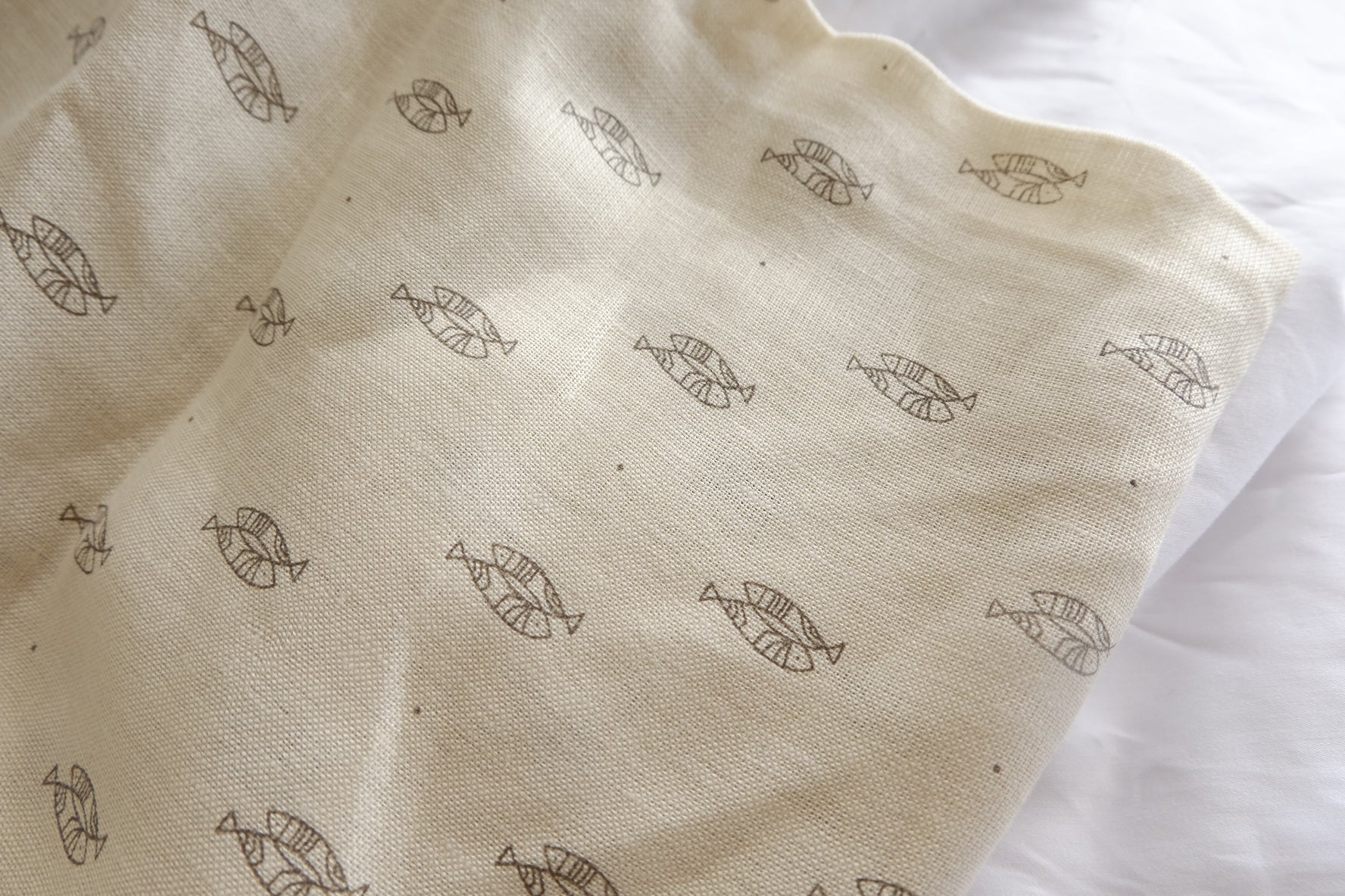 Natural Fish Print Linen Fabric - 2.19 yd