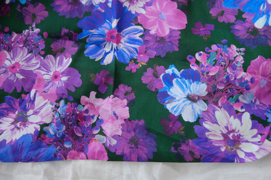 Painterly Purple Floral Cotton Fabric (4.4 Yards)