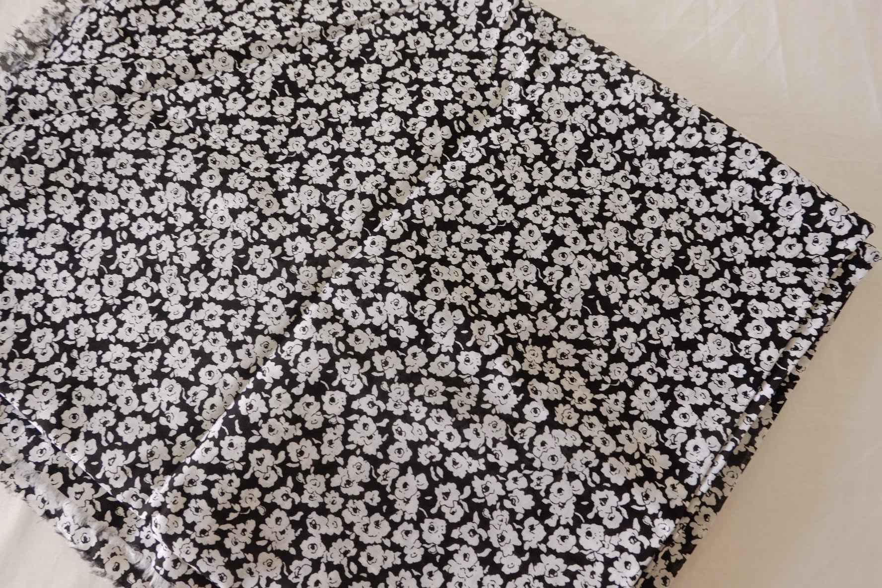 Black Floral Cotton Voile Fabric – 3.3 yd