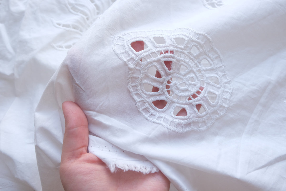 Seashell & Starfish Cutwork Embroidered Cotton Poplin – 2.2 yd