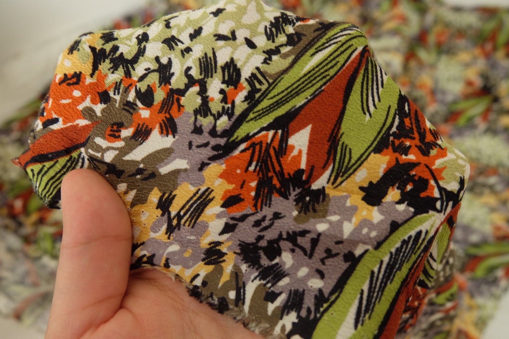 Earthy Botanical Textured Rayon Fabric – 3.3 yd
