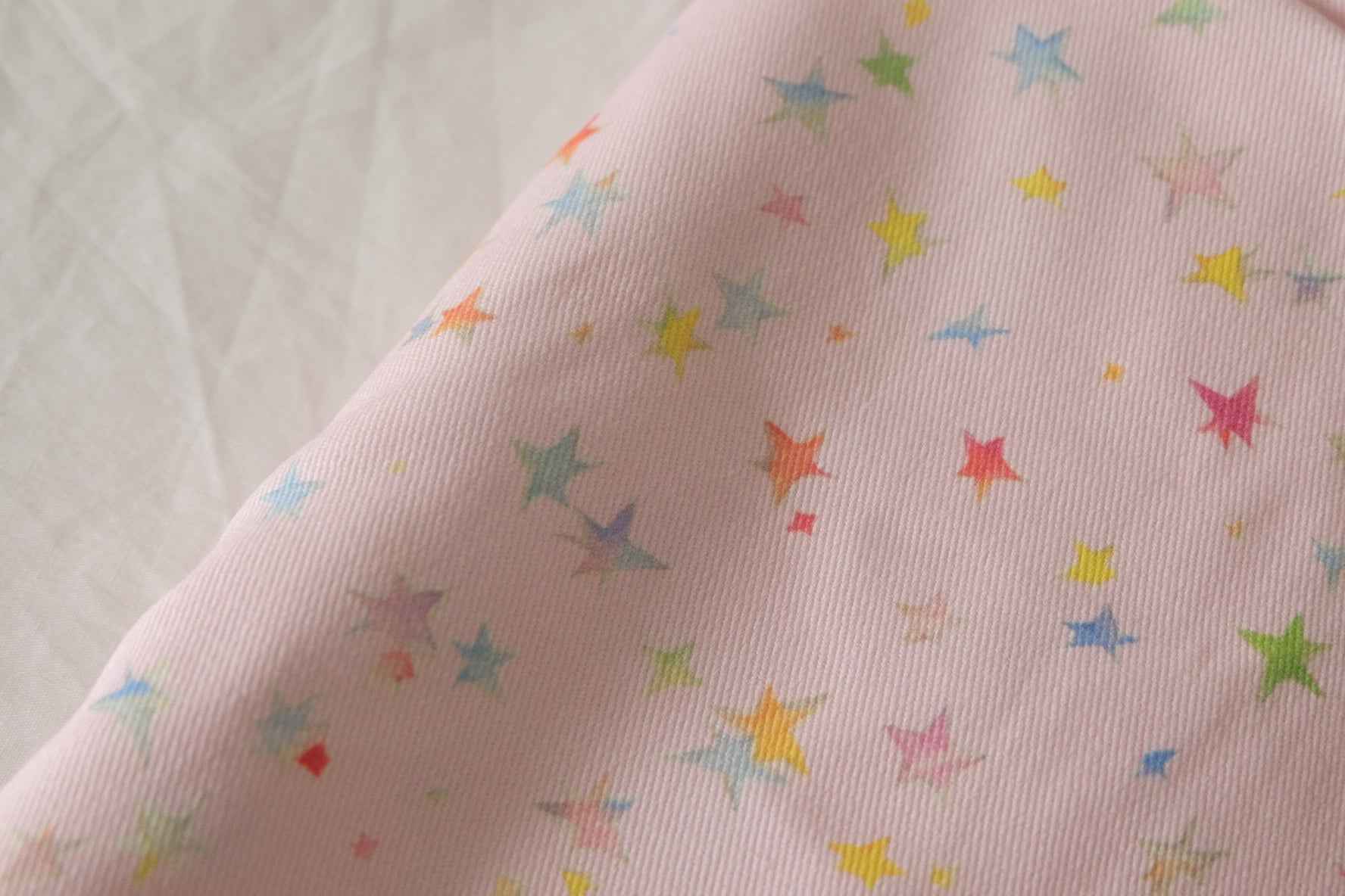 Pink Star Print Cotton Twill Fabric – 1.6 Yards
